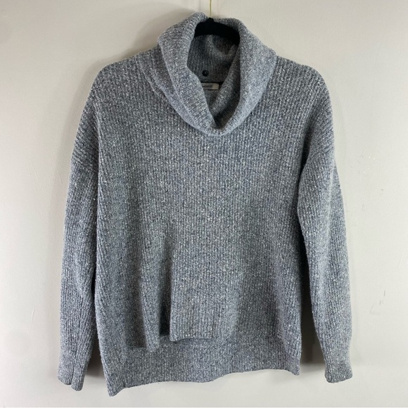 Madewell Women’s Donegal Heathered Gray Convertible Turtleneck Sweater Sz Small - Picture 3 of 13